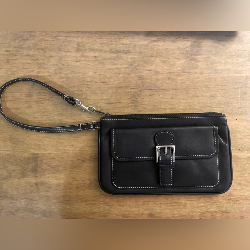 Black Leather Wristlet